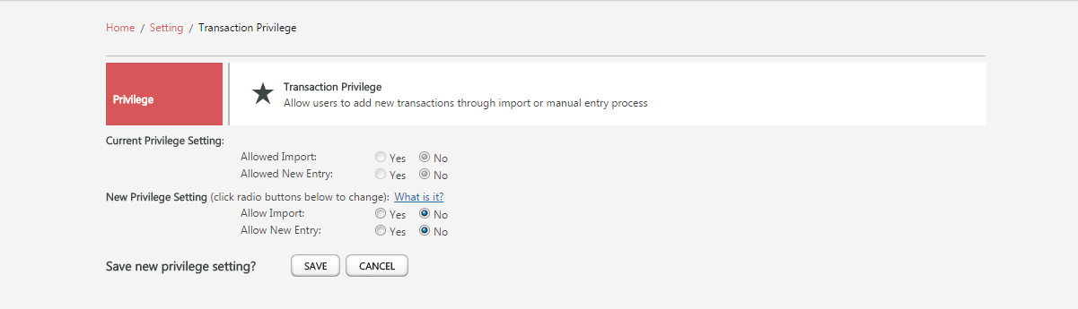 Select one or both methods how to enter transaction data