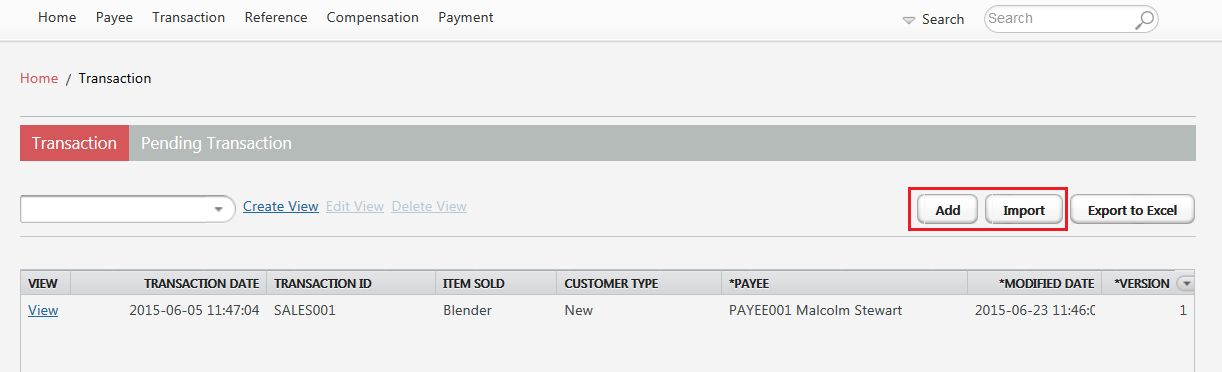 With Transaction Privilege Regular Users can Add/Import Transaction Data