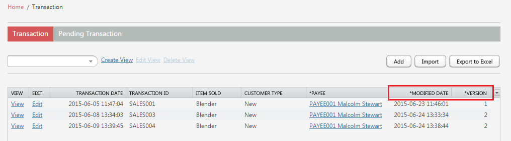 Modified Date and Version Columns