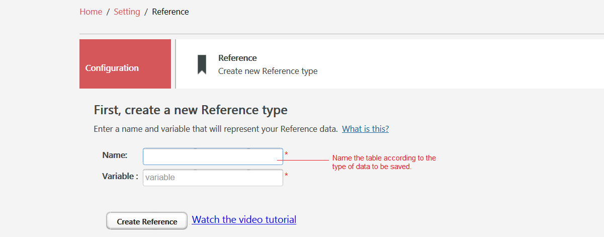 Create a New Reference Table