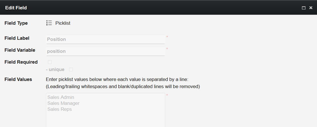 Once Saved, Unable to Add New Values or to Edit Existing Values