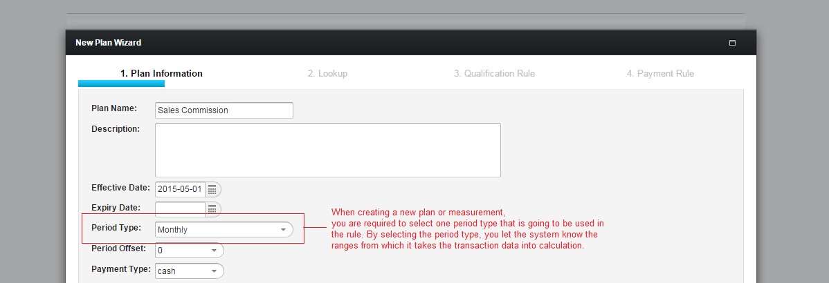 Select the Period Type