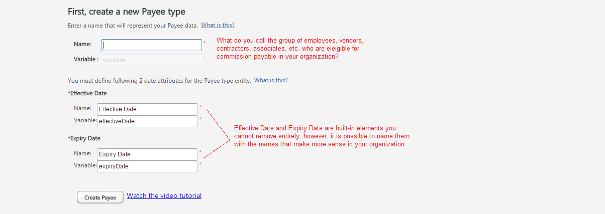 Define Your Payee