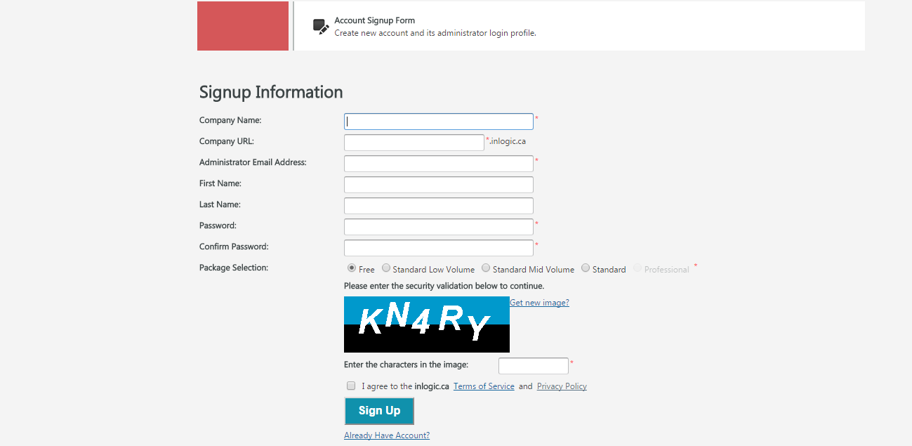 Account Signup Form