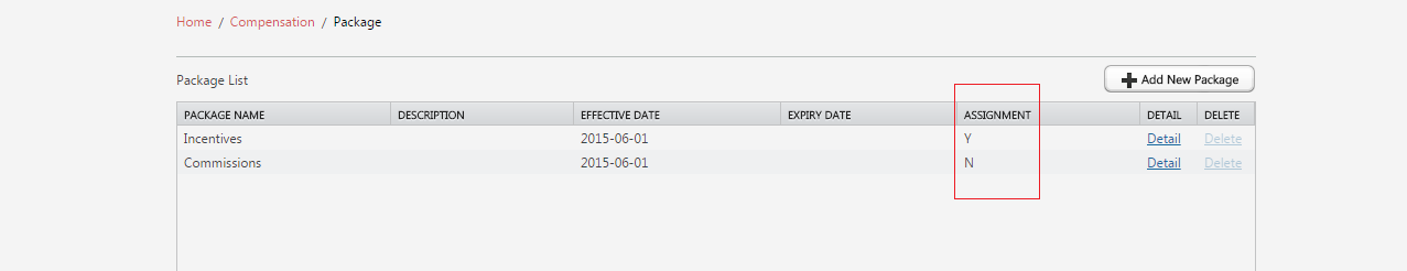 Payee Assignment Indicated by Y or N